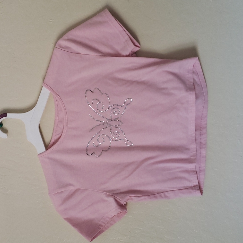 Butterfly Cropped Top (Baby Tee) Pink